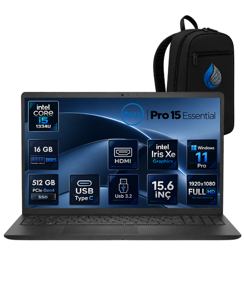 Dell Pro 15 Essential i5-1334U 16 GB RAM 512 GB SSD Iris Xe 15.6