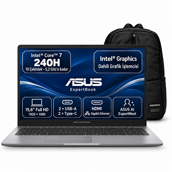 Asus ExpertBook P1503CVA-VT2744WS4 Intel Core 7 240H DDR5 RAM 24 GB RAM 1 TB SSD 15.6
