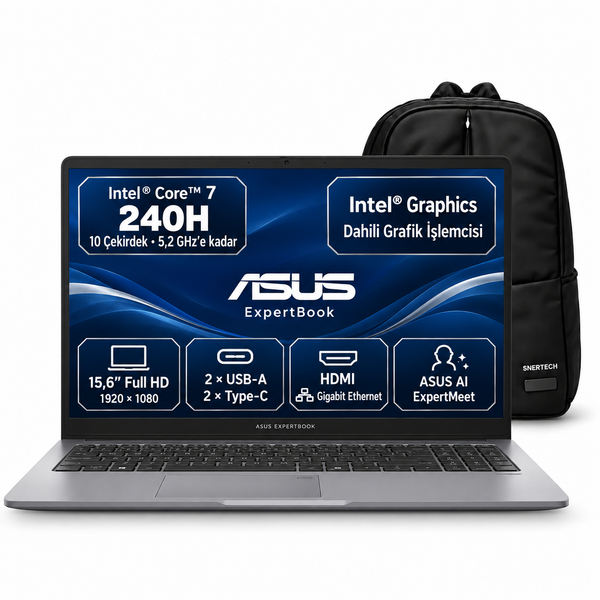 Asus ExpertBook P1503CVA-VT2744WS2 Intel Core 7 240H 16 GB DDR5 RAM 1 TB SSD 15.6