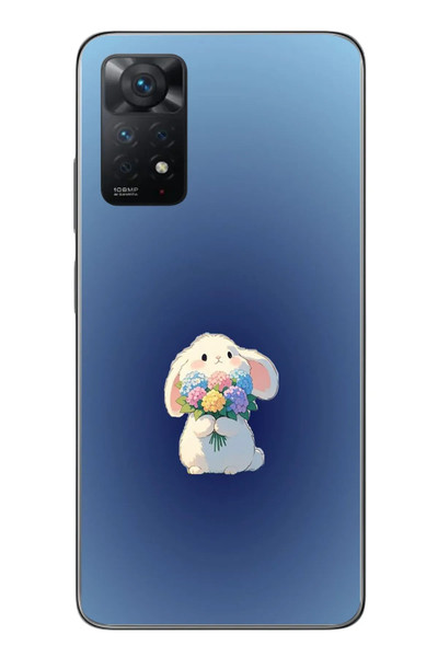 Le Balvo Redmi Note 11 Pro 4G Uyumlu Çiçekli Tavşan Baskılı Silikon Kılıf