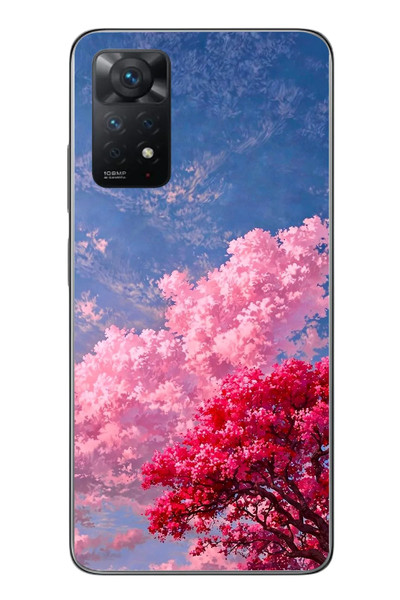 Le Balvo Redmi Note 11 Pro 4G Uyumlu Kırmızı Pembe Ağaçlar Baskılı Silikon Kılıf