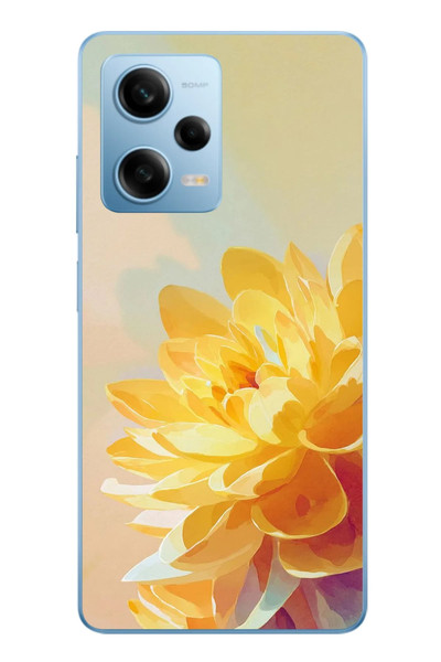 Le Balvo Redmi Note 12 Pro 5G Uyumlu Sarı Çiçek Baskılı Silikon Kılıf