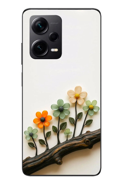 Le Balvo Redmi Note 12 Pro Plus Uyumlu Dalda Açan Çiçekler Baskılı Silikon Kılıf