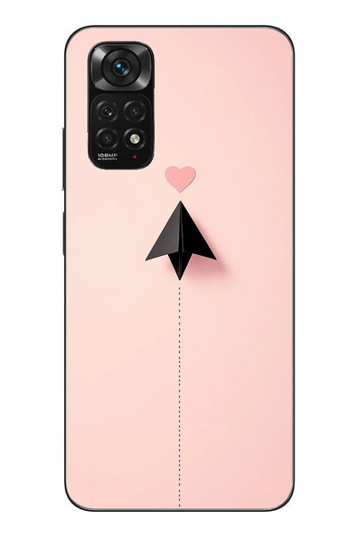 Le Balvo Redmi Note 11 - 11s Uyumlu Kalp Siyah Uçak Baskılı Silikon Kılıf