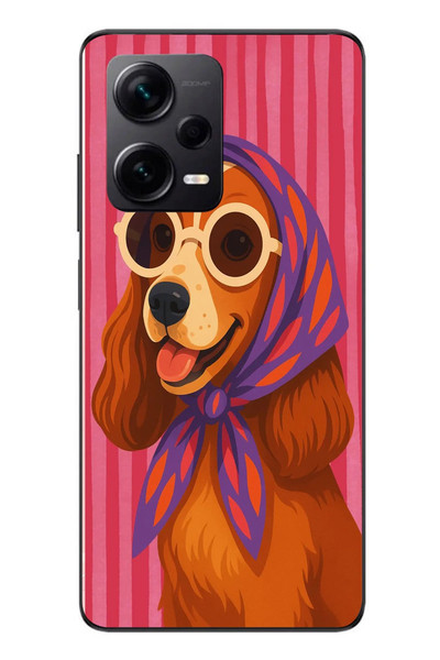Le Balvo Redmi Note 12 Pro Plus Uyumlu Gözlüklü Köpek Baskılı Silikon Kılıf