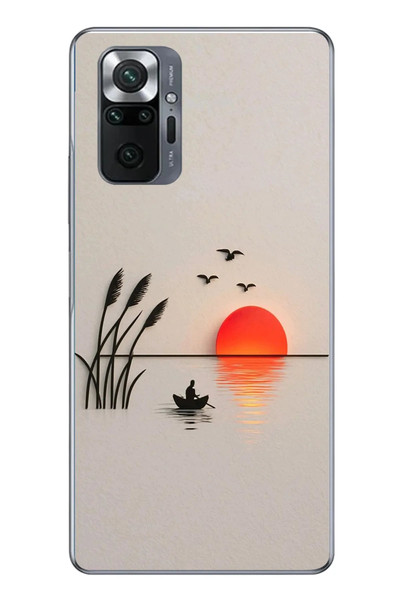 Le Balvo Redmi Note 10 Uyumlu Gün Batımı Çizim Baskılı Silikon Kılıf