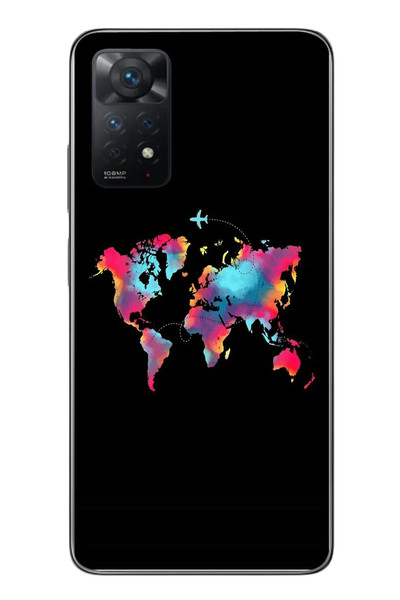 Le Balvo Redmi Note 11 Pro 4G Uyumlu Dünya Renkli Haritası Baskılı Silikon Kılıf