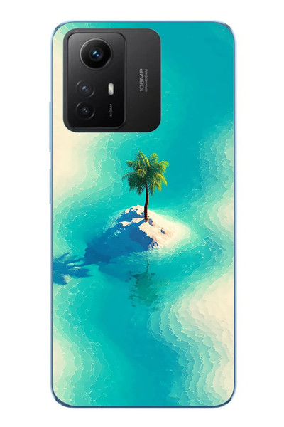 Le Balvo Redmi Note 12S Uyumlu Adada Palmiye Baskılı Silikon Kılıf