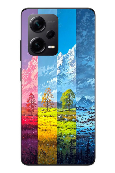 Le Balvo Redmi Note 12 Pro Plus Uyumlu Dört Mevsim Manzara Baskılı Silikon Kılıf