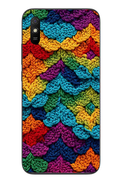 Le Balvo Redmi 9A Uyumlu Renkli Örgüler Baskılı Silikon Kılıf