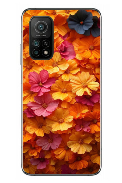 Le Balvo Xiaomi Mi 10 T Uyumlu Sarı Pembe Çiçekler Baskılı Silikon Kılıf
