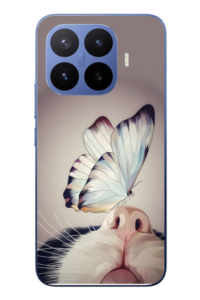 Le Balvo Xiaomi 17T Pro Uyumlu Kelebekli Kedi Baskılı Silikon Kılıf