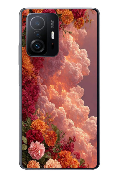 Le Balvo Xiaomi Mi 11 T-11 T Pro Uyumlu Güller ve Bulutlar Baskılı Silikon Kılıf