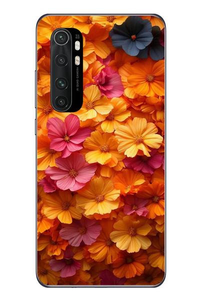 Le Balvo Xiaomi Mi 10 Lite Uyumlu Sarı Pembe Çiçekler Baskılı Silikon Kılıf