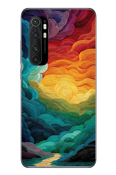 Le Balvo Xiaomi Mi 10 Lite Uyumlu Gün Doğumu ve Batımı Baskılı Silikon Kılıf