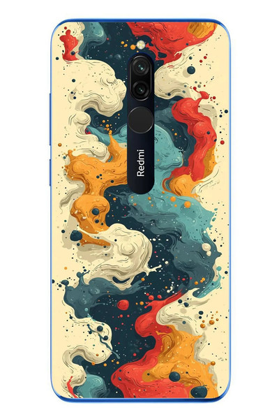 Le Balvo Redmi 8 Uyumlu Ahenkli Boya İzleri Baskılı Silikon Kılıf