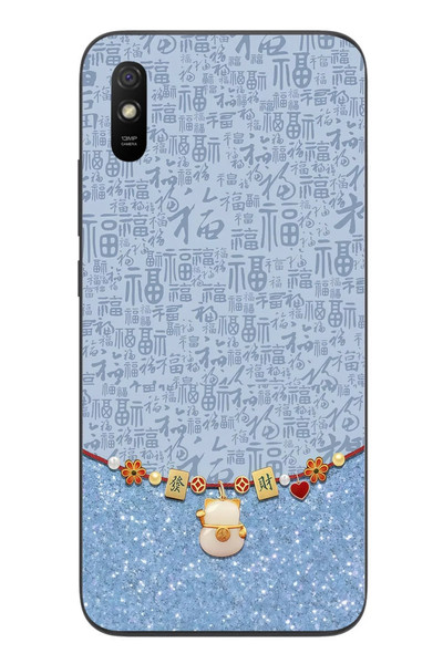 Le Balvo Redmi 9A Uyumlu Mavi Japon Desen Baskılı Silikon Kılıf