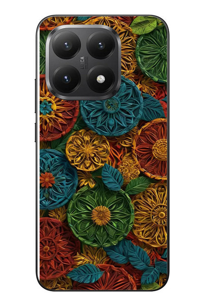 Le Balvo Xiaomi Mi 15T Uyumlu Hasır Örgü Çiçekler Baskılı Silikon Kılıf