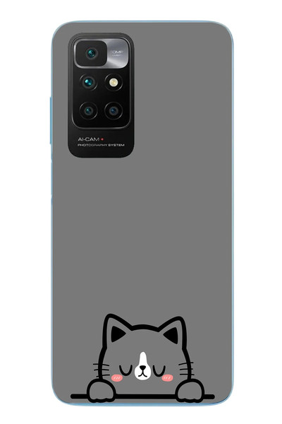 Le Balvo Redmi 10 2022 Uyumlu Uyuyan Kedi Baskılı Silikon Kılıf