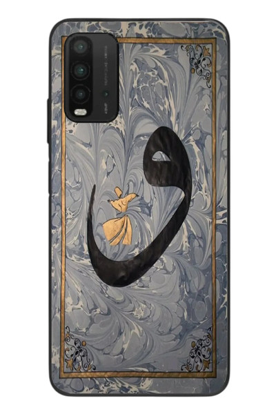 Le Balvo Redmi 9T Uyumlu Vav Harfi Gri Baskılı Silikon Kılıf