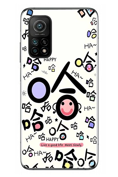Le Balvo Xiaomi Mi 10 T Uyumlu Mutlu Happy Baskılı Silikon Kılıf