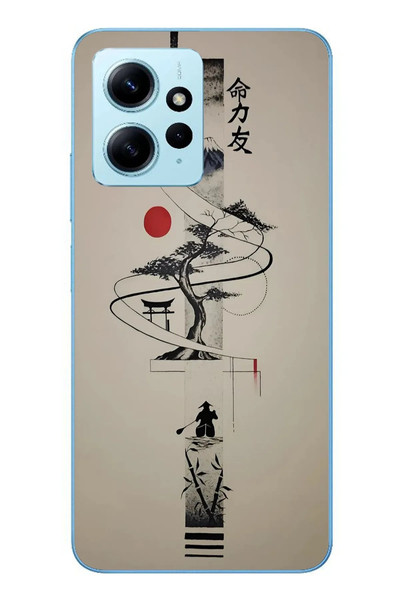 Le Balvo Redmi Note 12 4G Uyumlu Japon Felsefesi Baskılı Silikon Kılıf