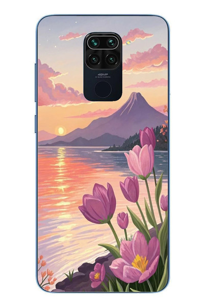 Le Balvo Redmi Note 9 Uyumlu Çiçek Yağlı Boya Baskılı Silikon Kılıf