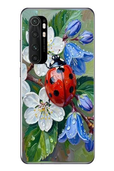 Le Balvo Xiaomi Mi 10 Lite Uyumlu Uğur Böceği Yağlı Boya Baskılı Silikon Kılıf
