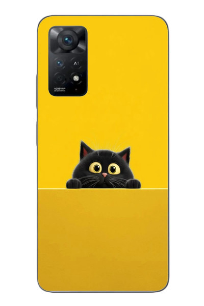 Le Balvo Redmi Note 11E Uyumlu Sarı Gözlü Kedi Baskılı Silikon Kılıf