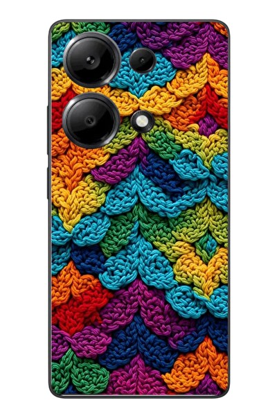Le Balvo Redmi Note 13 Pro 4G Uyumlu Renkli Örgüler Baskılı Silikon Kılıf