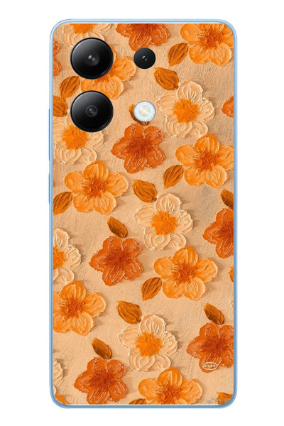 Le Balvo Redmi Note 13 4G Uyumlu Turuncu Papatyalar Baskılı Silikon Kılıf