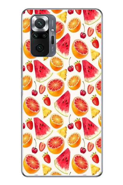Le Balvo Redmi Note 10 Uyumlu Karpuz ve Kan Portakalı Baskılı Silikon Kılıf