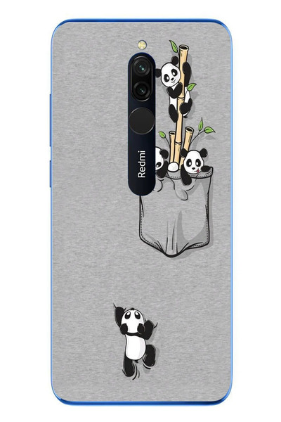 Le Balvo Redmi 8 Uyumlu Cepli Panda Baskılı Silikon Kılıf