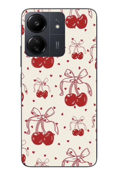 Le Balvo Redmi 13C Uyumlu Kiraz Bukleleri Baskılı Silikon Kılıf