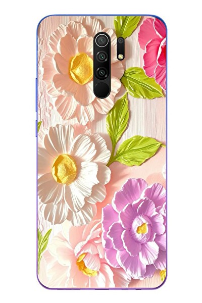 Le Balvo Redmi 9 Uyumlu Beyaz Papatyalar Baskılı Silikon Kılıf