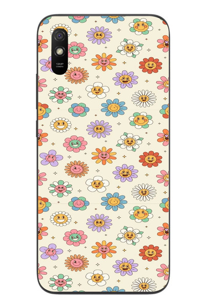 Le Balvo Redmi 9A Uyumlu Gülen Çiçekler Baskılı Silikon Kılıf
