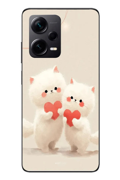 Le Balvo Redmi Note 12 Pro Plus Uyumlu Kalpli Beyaz Kediler Baskılı Silikon Kılıf
