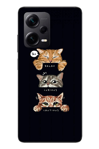 Le Balvo Redmi Note 12 Pro Plus Uyumlu Kedi Halleri Baskılı Silikon Kılıf
