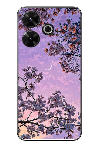 Le Balvo Redmi 13 Uyumlu Mor Gökyüzülü Ağaç Baskılı Silikon Kılıf