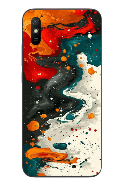 Le Balvo Redmi 9A Uyumlu Boya Karışımı Baskılı Silikon Kılıf