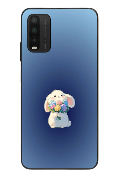 Le Balvo Redmi 9T Uyumlu Çiçekli Tavşan Baskılı Silikon Kılıf