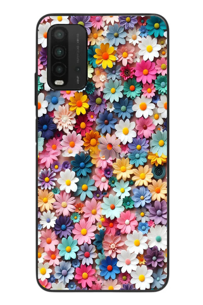 Le Balvo Redmi 9T Uyumlu Pastel Çiçekler Baskılı Silikon Kılıf