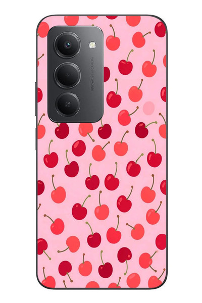 Le Balvo Redmi 15 Uyumlu Pembe Kirazlar Baskılı Silikon Kılıf
