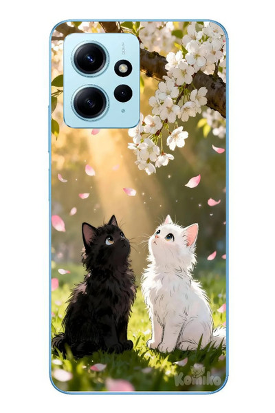 Le Balvo Redmi Note 12 4G Uyumlu İlkbahar Kedileri Baskılı Silikon Kılıf