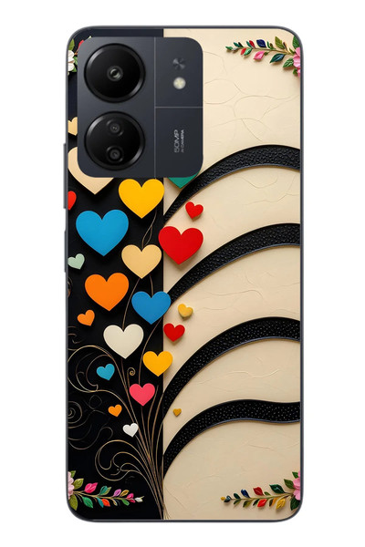 Le Balvo Redmi 13C Uyumlu Çiçek Bukleleri Baskılı Silikon Kılıf