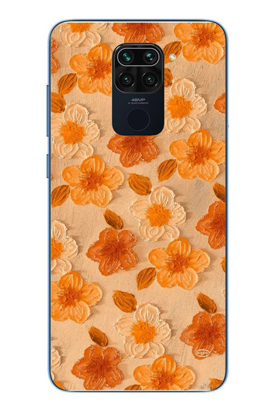 Le Balvo Redmi Note 9 Uyumlu Turuncu Papatyalar Baskılı Silikon Kılıf