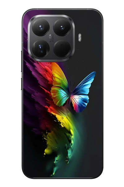 Le Balvo Xiaomi Mi 15T Pro Uyumlu Gökkuşağı Kelebeği Baskılı Silikon Kılıf