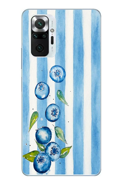 Le Balvo Redmi Note 10 Pro Uyumlu Yaban Mersinleri Baskılı Silikon Kılıf