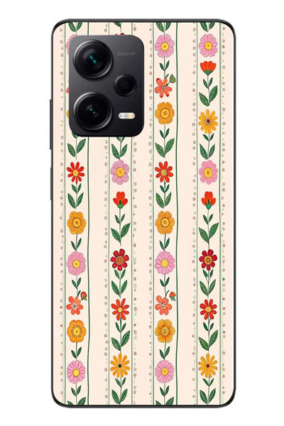 Le Balvo Redmi Note 12 Pro Plus Uyumlu Çiçekler ve Yaprakları Baskılı Silikon Kılıf
