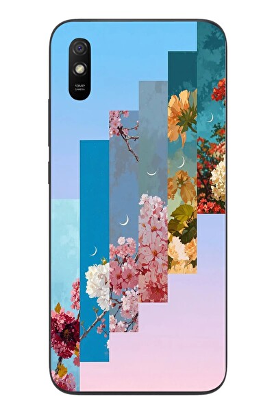 Le Balvo Redmi 9A Uyumlu Dik Çiçek Tabloları Baskılı Silikon Kılıf